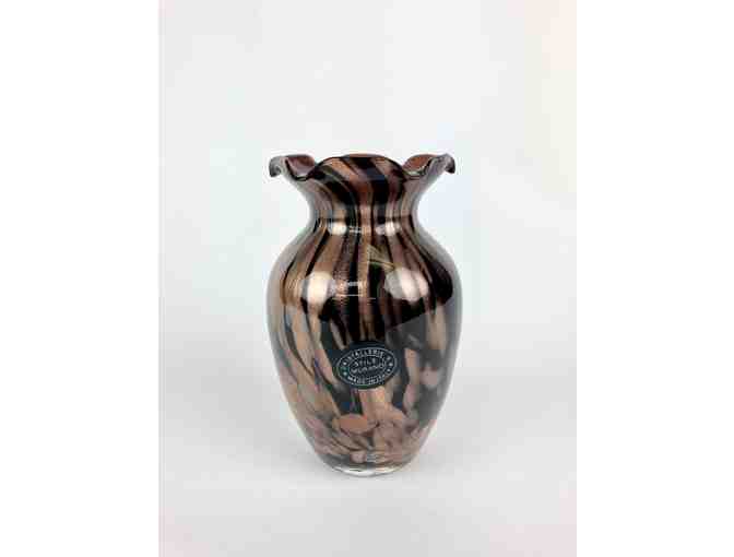 Vintage Black & Copper Murano Vase from Italy