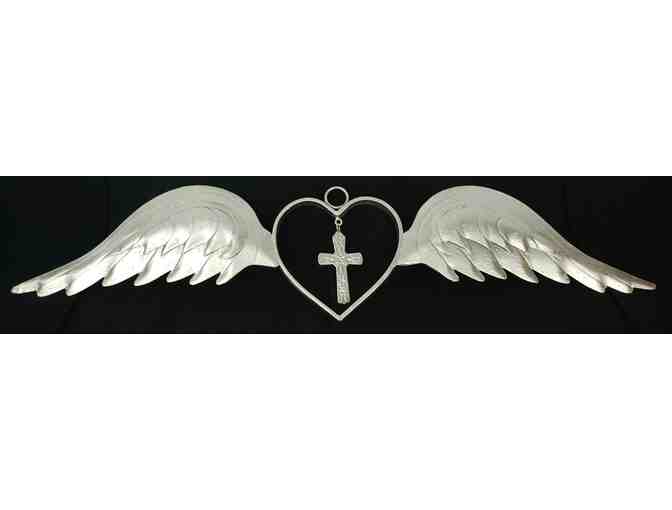 Silver Heart With Wings & Cross Metal Wall Decor - Photo 1
