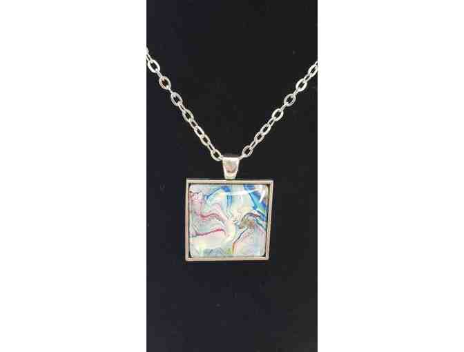 Mini Abstract Painting Necklace in Square Frame