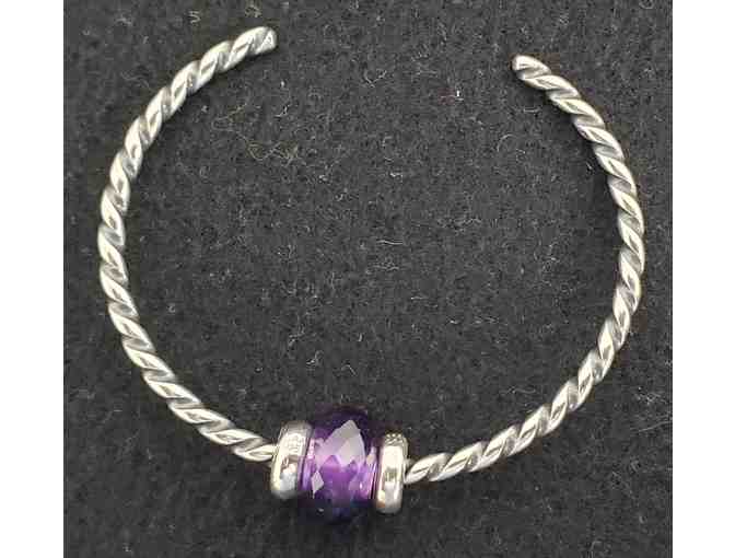 Trollbeads Twisted Silver Bangle with Amethyst Stone