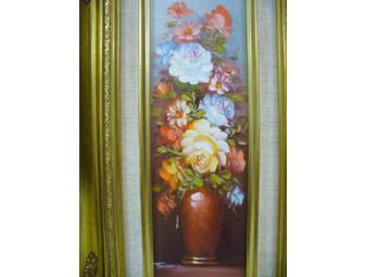 2 Gold Framed Original Floral Paintings
