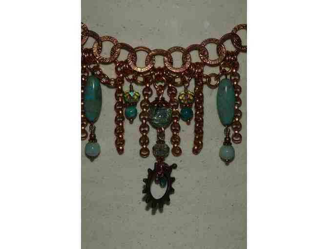 Handmade Necklace of Copper,Glass, Crystal and Semi-Precious Stone Ingredients