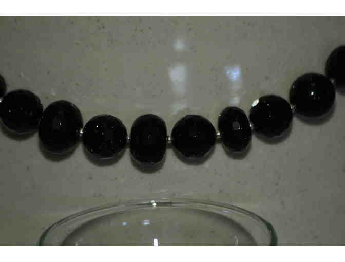 Necklace with Earrings - Bluish Purple Shimmering 'Gold Stone' Beaded Set