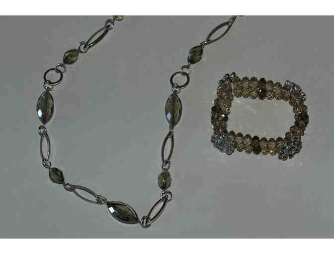 Champagne Beaded Chain Necklace, Earrings and Bracelet Set