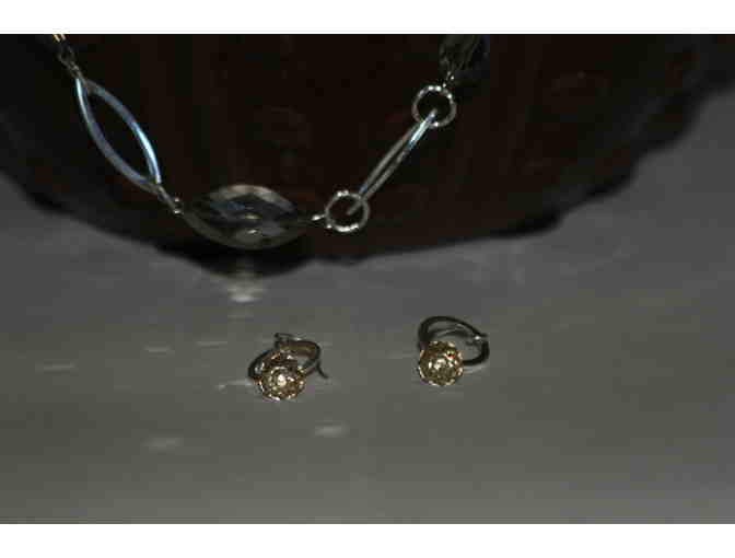 Champagne Beaded Chain Necklace, Earrings and Bracelet Set