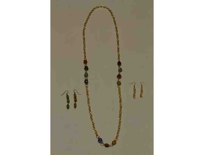 Jewelry:  Gold Plated Accented Chain Necklace and Earring Set