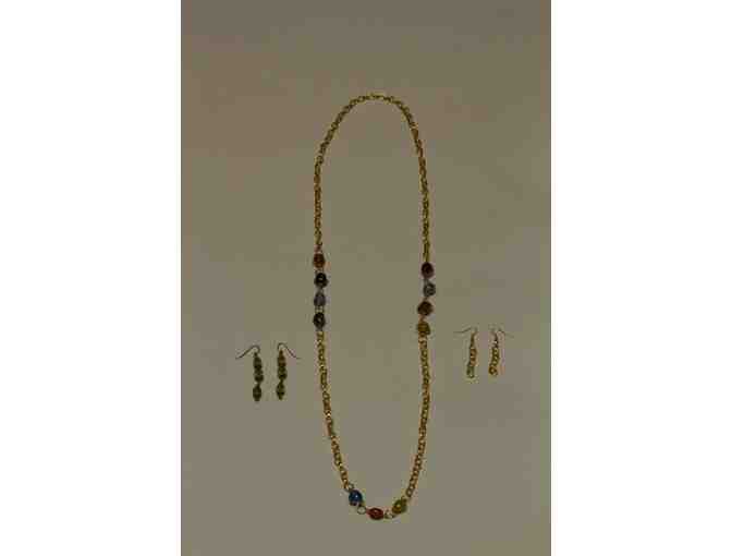 Jewelry:  Gold Plated Accented Chain Necklace and Earring Set