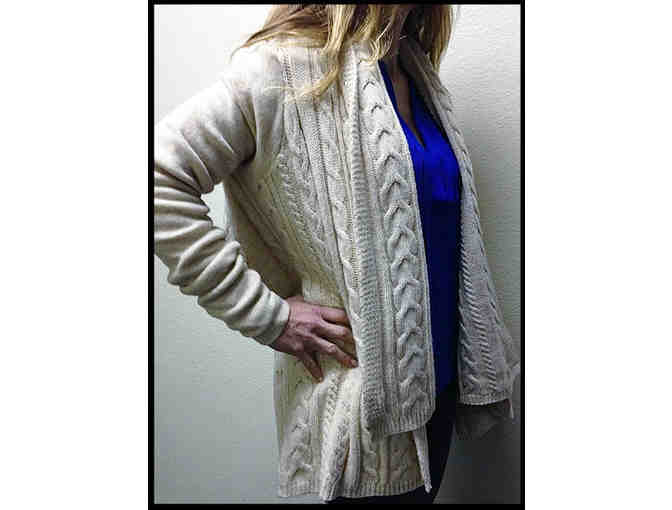 Long Cable Cardigan Sweater in Creme (M/L) by BCBG Max Azria