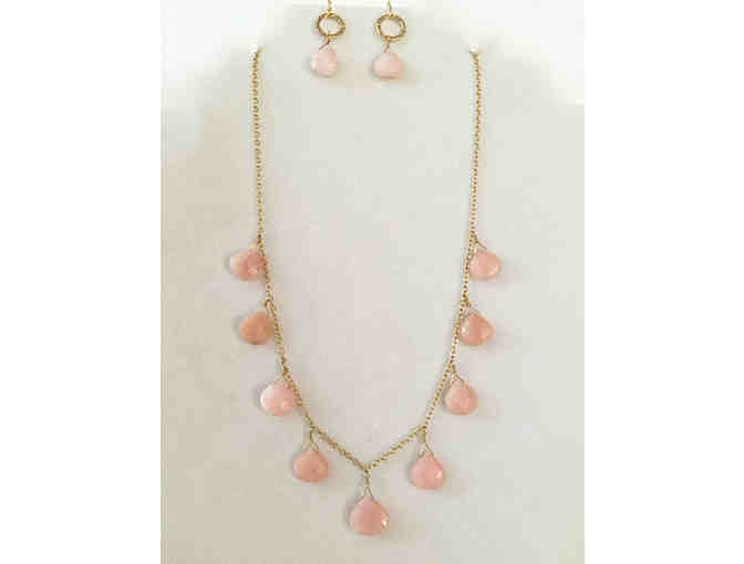 Debra Levin - Pink Opal and Cultured Pearl Necklace and Earrings