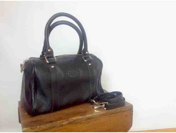 Terzetto Loreto Leather Satchel Handbag - Black