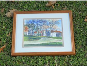 Framed Bridgton Academy Watercolor Painting