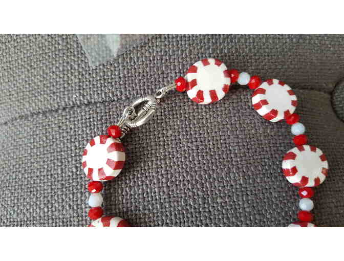 Handmade Peppermint Design Bracelet & Earrings Set