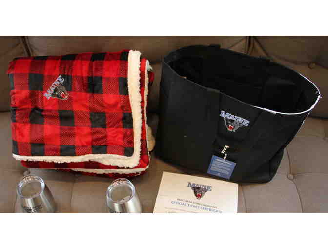 UMaine Black Bears Gift Pack - Blanket, Tumblers, and Basketball & Hockey Game Tickets - Photo 1