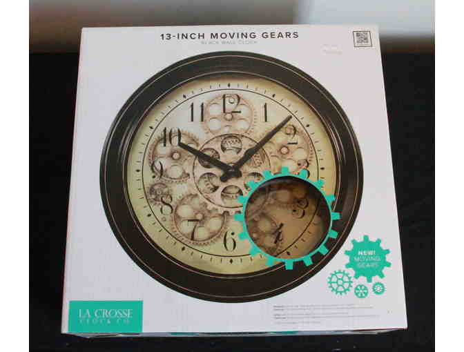 13-Inch Moving Gears Black Wall Clock - Photo 1