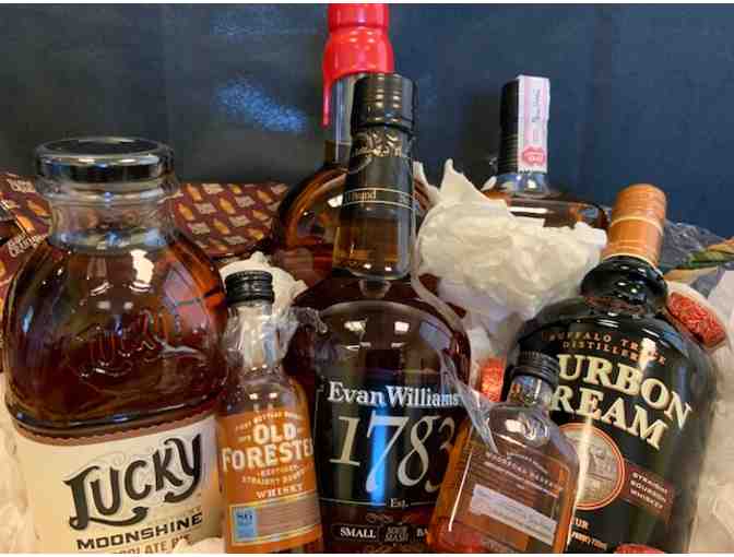 Kentucky Bourbon Gift Basket with Handmade Bridgton Coasters