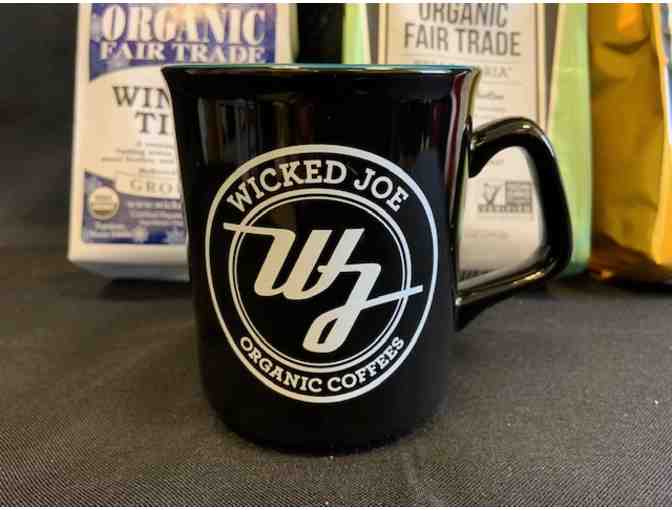 Collection of Wicked Joe Organic Coffees and Mug