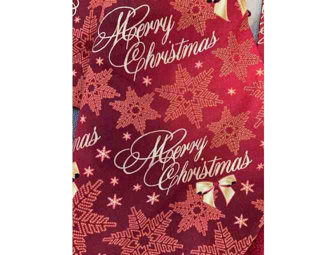 'Merry Christmas' Red and White Embroidered Table Runner and Towel