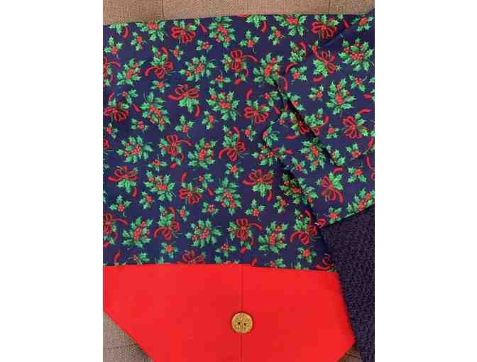 Embroidered Christmas Holly Berries Table Runner and Oven Towel Set