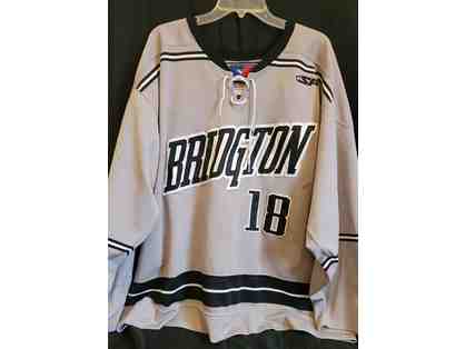 Grey Bridgton #18 Hockey Jersey
