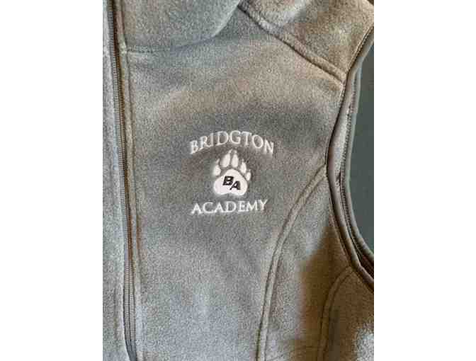 Ladies' XL Gray Fleece Eddie Bauer Vest with Bridgton Logo