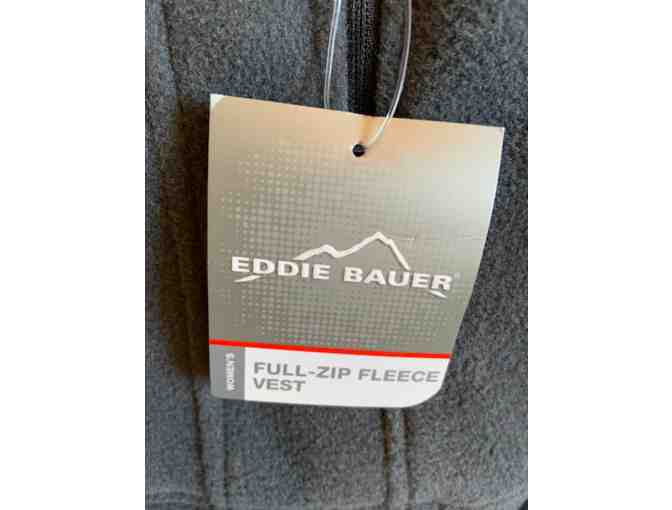 Ladies' XL Gray Fleece Eddie Bauer Vest with Bridgton Logo