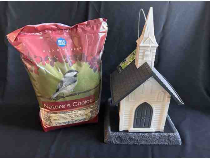 Church Building Bird Feeder and Bag of Bird Seed