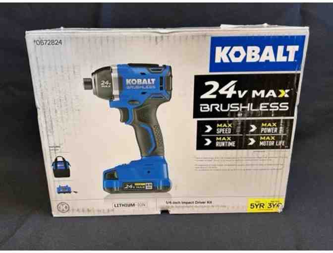 Kobalt 24V Max Impact Driver Drill Set with Battery, Charger and Bag