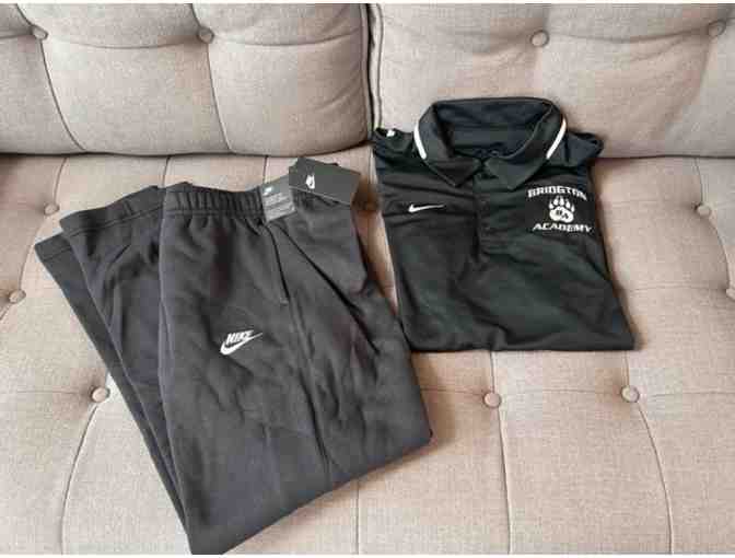 Nike Lot 2 - Men's Medium Sweatpants and Medium Dri-Fit Bridgton Academy Polo