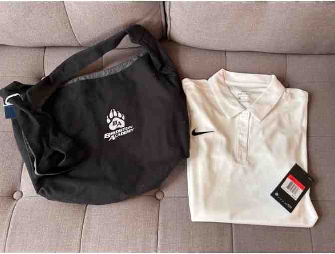 Nike Lot 4 - Women's Nike Drifit Polo (Size L) and Bridgton Academy Shoulder Bag