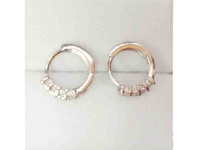 Sterling Silver Tiny Hoop Earrings with Sparkly CZs