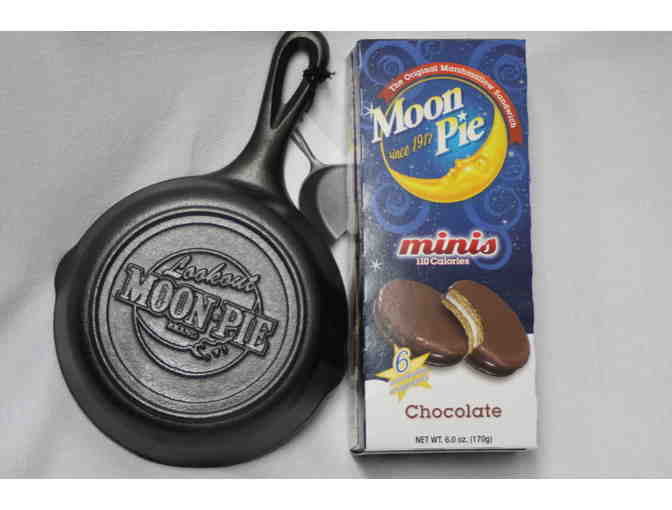 Lodge Iron Skillet with MoonPie Design & Box of Chocolate MoonPie Minis