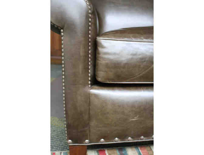 Exquisite Brown Leather Chair by Wesley Hall