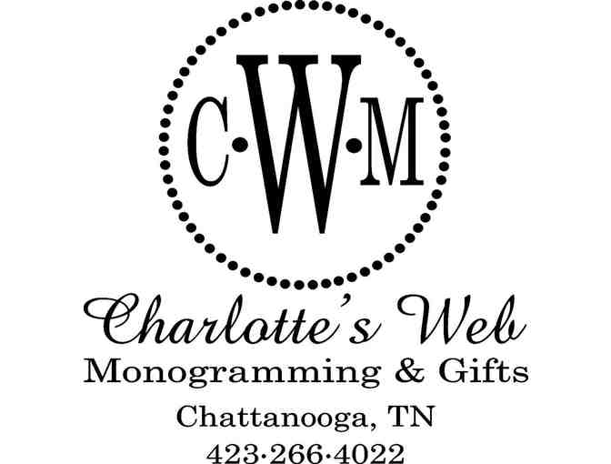 Charlotte's Web Gift Certificate for 4 Stemless Wine Glasses with Monogram