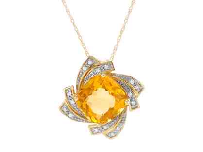 Citrine and Diamond Necklace in Gold