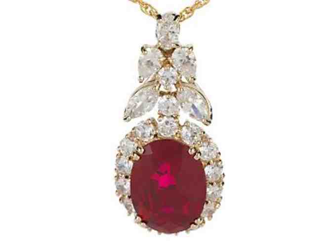JACQUELINE KENNEDY COLLECTION FAUX RUBY PENDANT WITH Cert. of Authenticity