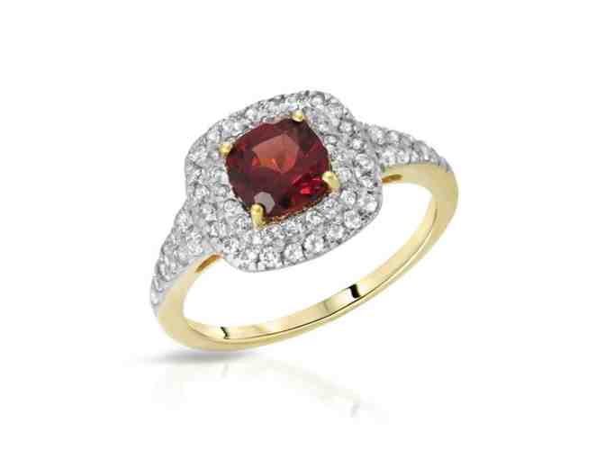 Garnet and White Topaz Ring in Yellow Gold - Photo 1