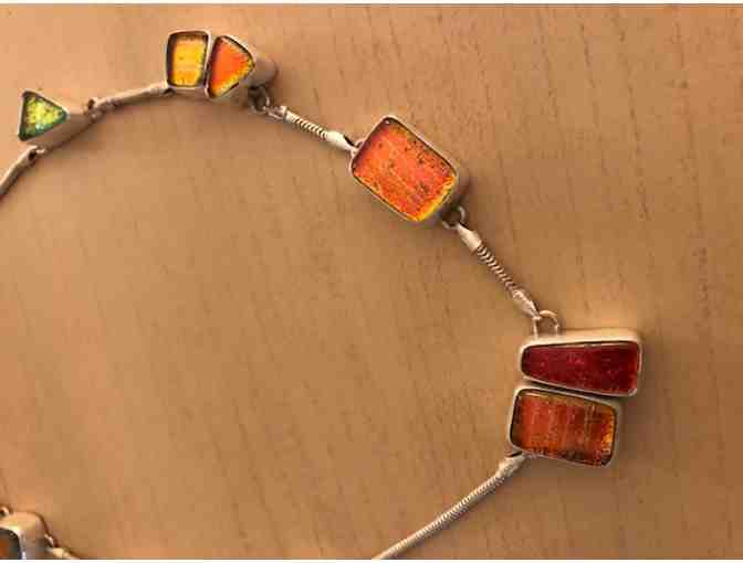 Handmade Freeform Glass Necklace in Sterling Silver