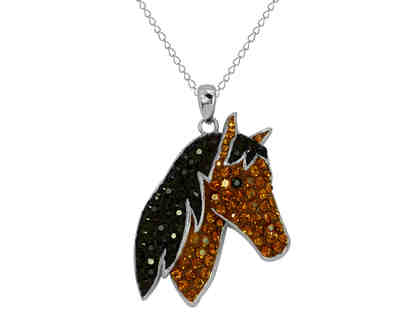 Horse Pendant with Crystals in Sterling Silver