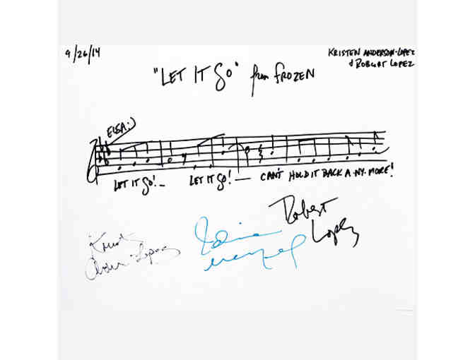 Handwritten and Signed "Let It Go" Musical Phrase from Frozen - Photo 1
