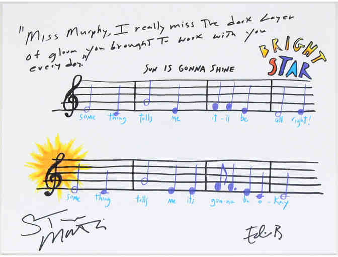Musical phrase from Bright Star, handwritten and signed by Steve Martin and Edie Brickell