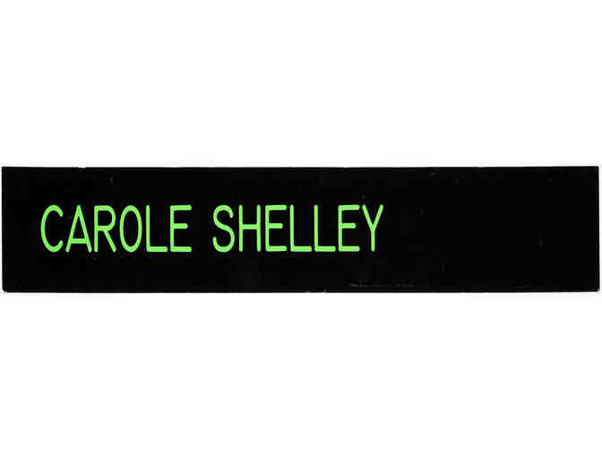 Carole Shelley-signed Madame Morrible shoes, nameplate and Wicked photo