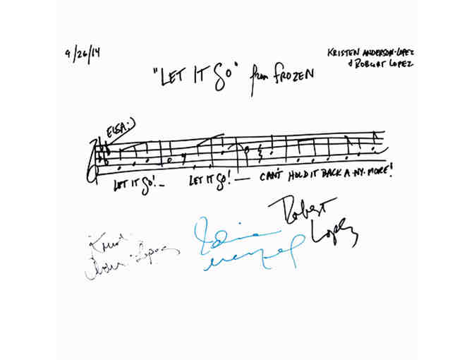 Handwritten and Signed "Let It Go" Musical Phrase from Frozen - Photo 1