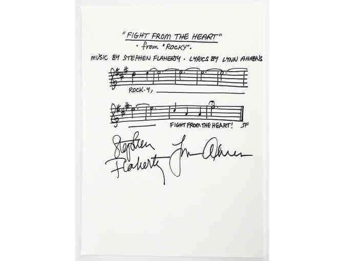 Handwritten and signed 'Fight from the Heart' musical phrase from Rocky