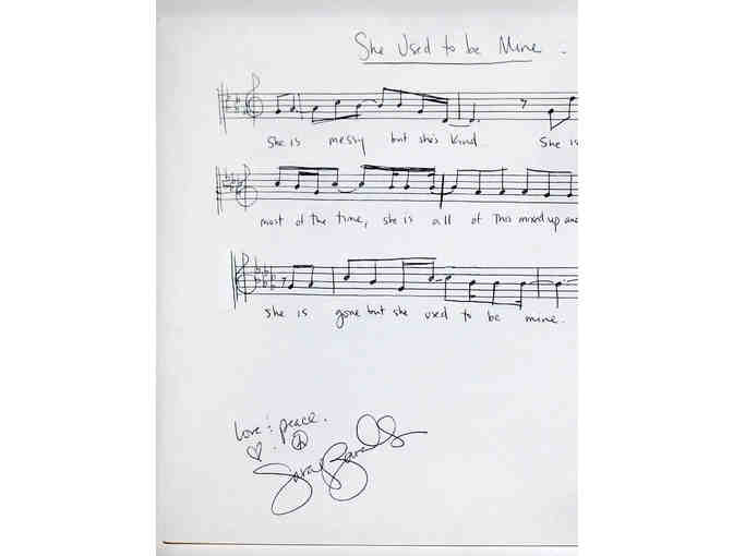 'She Used To Be Mine' musical phrase from Waitress, handwritten and signed by Sara Bareilles