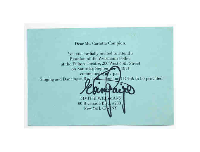 Set of two introduction card props from Follies, signed by Jan Maxwell and Elaine Paige