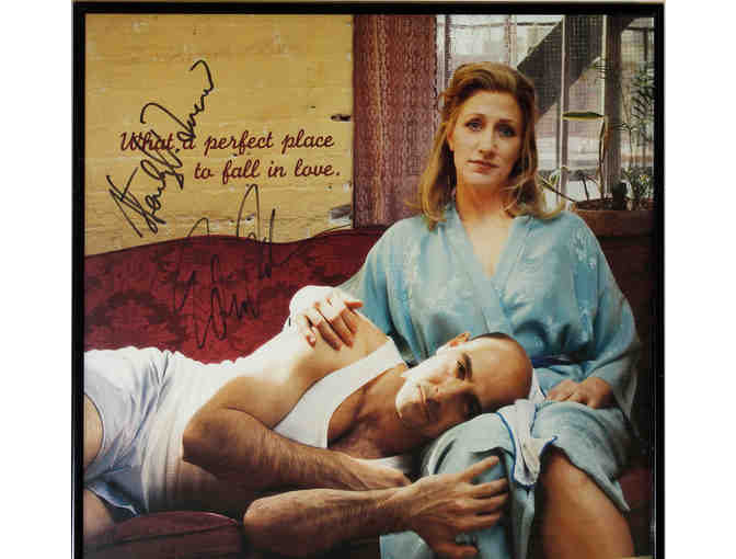 Frankie and Johnny in the Clair de Lune poster, signed by Edie Falco and Stanley Tucci