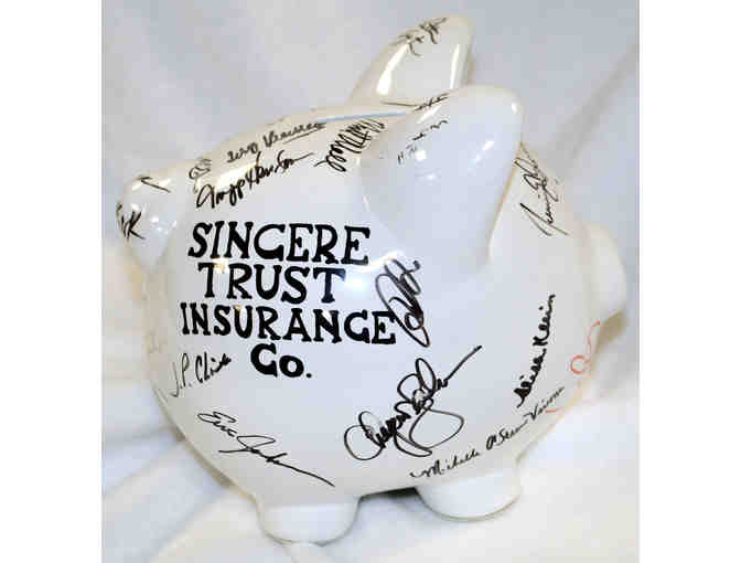 Thoroughly Modern Millie piggy bank, signed by entire Broadway cast