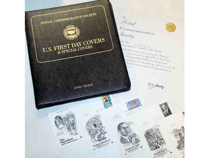 Postal Commemorative Society dedication certificate to Gwen Verdon and commemorative envelopes