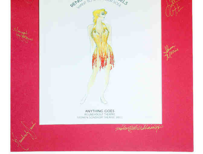 Reno Sweeney matted costume sketch from Anything Goes, signed by Sutton Foster, Joel Grey and more