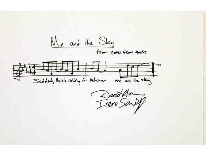 Handwritten and signed musical phrase from Come From Away